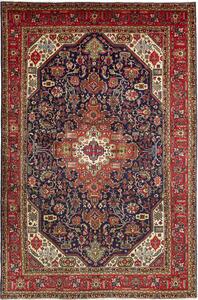Tappeto Tabriz Persia Medaglione Blu Rosso 208x313 Cm