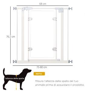 PawHut Cancellino per Cani e Animali Domestici con Larghezza Regolabile Fino a 81.9cm Chiusura Automatica, Bianco