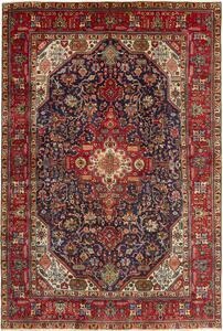 Tappeto Tabriz Persia Medaglione Blu Rosso 197x292 Cm