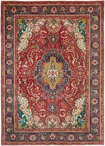 Tappeto Tabriz Persia Medaglione Rosso Blu 205x280 Cm