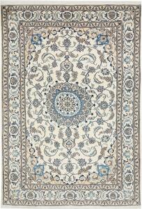 Tappeto Nain Kashmar Persia Medaglione Avorio Blu 198x295 Cm