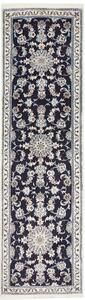 Tappeto Nain Kashmar Persia Floreale Blu Notte Avorio 80x290 Cm