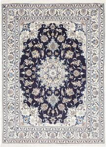 Tappeto Nain Kashmar Persia Medaglione Blu Scuro Crema 150x210 Cm
