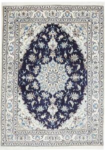 Tappeto Nain Kashmar Persia Medaglione Blu Bianco 168x234 Cm