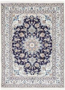 Tappeto Nain Kashmar Persia Medaglione Blu Notte Crema 148x200 Cm