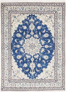 Tappeto Nain Kashmar Persia Medaglione Blu Crema 165x233 Cm