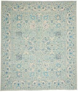 Tappeto Shahi Fine Pakistan Floreale Verde Acqua Blu 247x293 Cm