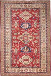 Tappeto Kazak Fine Pakistan Astratto Rosso Beige 202x290 Cm