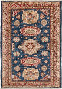 Tappeto Kazak Fine Pakistan Geometrico Blu Rosso Crema 124x175 Cm
