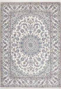 Tappeto Nain Kashmar Persia Medaglione Avorio Blu 244x349 Cm