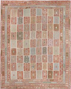 Tappeto Kilim Afghanistan Geometrico Terracotta Pastello 404x496 Cm