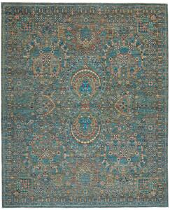 Tappeto Shahi Fine Pakistan Geometrico Turchese Ruggine 250x307 Cm