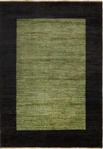Tappeto Shayan Pakistan Geometrico Nero Verde Acido 157x195 Cm