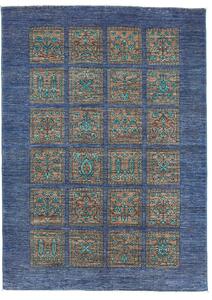 Tappeto Bakhtiyar Pakistan Geometrico Blu Marrone 126x175 Cm