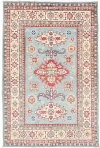 Tappeto Kazak Afghanistan Medaglione Azzurro Rosso 121x186 Cm