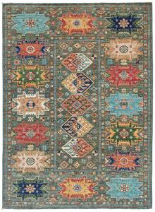 Tappeto Tribal Pakistan Astratto Verde Policromo 148x197 Cm