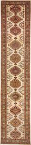 Tappeto Kazak Fine Pakistan Geometrico Crema Rosso 79x404 Cm