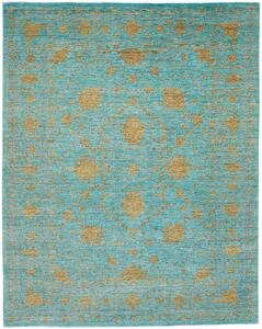 Tappeto Zigler Fine Pakistan Medaglione Turchese Oro 202x259 Cm