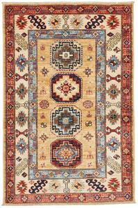 Tappeto Kazak Fine Pakistan Geometrico Beige Rosso 99x150 Cm