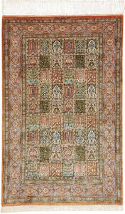 Tappeto Ghom Seta Persia Astratto Arancio Verde 77x122 Cm