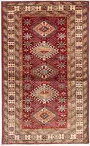 Tappeto Kazak Fine Pakistan Geometrico Rosso Crema 92x152 Cm