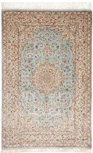 Tappeto Ghom Seta Persia Medaglione Azzurro Crema 100x150 Cm