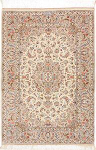 Tappeto Ghom Seta Persia Medaglione Beige Rosa 80x120 Cm