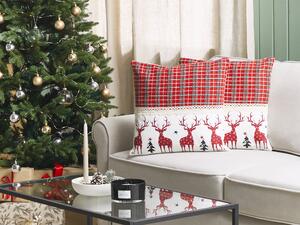 Set di 2 cuscini decorativi con renne 45 x 45 cm rosso stile moderno contemporaneo salotto camera da letto Beliani