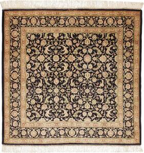Tappeto Ghom Seta Persia Floreale Nero Beige 100x100 Cm