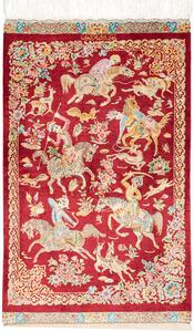 Tappeto Ghom Seta Persia Floreale Rosso Crema 60x95 Cm