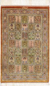 Tappeto Ghom Seta Persia Astratto Beige Verde 58x92 Cm