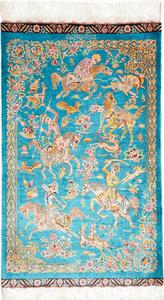 Tappeto Ghom Seta Persia Astratto Turchese Policromo 59x96 Cm