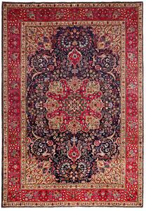 Tappeto Tabriz Persia Medaglione Blu Rosso 204x300 Cm