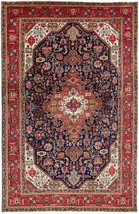 Tappeto Tabriz Persia Medaglione Blu Rosso 200x310 Cm