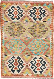 Tappeto Kilim Afghanistan Geometrico Arancio Blu 82x119 Cm