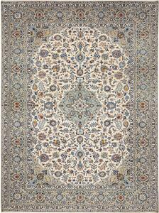 Tappeto Kashan Persia Medaglione Crema Blu 272x367 Cm
