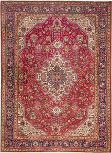 Tappeto Tabriz Persia Medaglione Rosso Blu 253x348 Cm