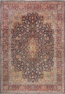 Tappeto Kerman Persia Medaglione Blu Rosso 272x387 Cm