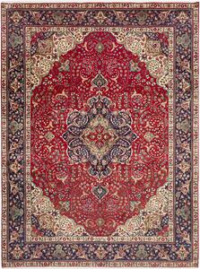 Tappeto Tabriz Persia Medaglione Rosso Blu 258x344 Cm