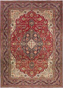 Tappeto Tabriz Persia Medaglione Rosso Blu 255x364 Cm