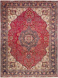 Tappeto Tabriz Persia Medaglione Rosso Blu 245x330 Cm