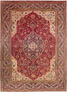 Tappeto Tabriz Persia Medaglione Rosso Blu 252x345 Cm
