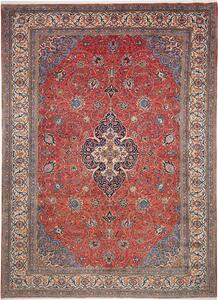 Tappeto Sarough Persia Medaglione Rosso Blu 303x415 Cm