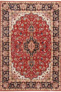 Tappeto Ghom Persia Medaglione Rosso Blu Scuro 140x211 Cm