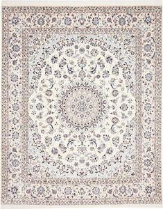 Tappeto Nain 6la Persia Medaglione Crema Azzurro 207x260 Cm