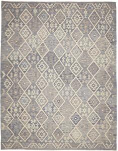 Tappeto Kilim Afghanistan Astratto Grigio Blu Crema 258x339 Cm