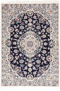 Tappeto Nain 6la Persia Medaglione Blu Notte Crema 80x114 Cm