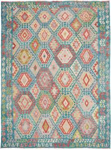 Tappeto Kilim Afghanistan Astratto Turchese Rosa 218x295 Cm