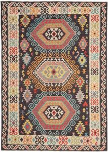 Tappeto Kilim Afghanistan Geometrico Marrone Policromo 209x293 Cm