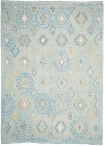 Tappeto Kilim Afghanistan Geometrico Azzurro Beige 217x297 Cm